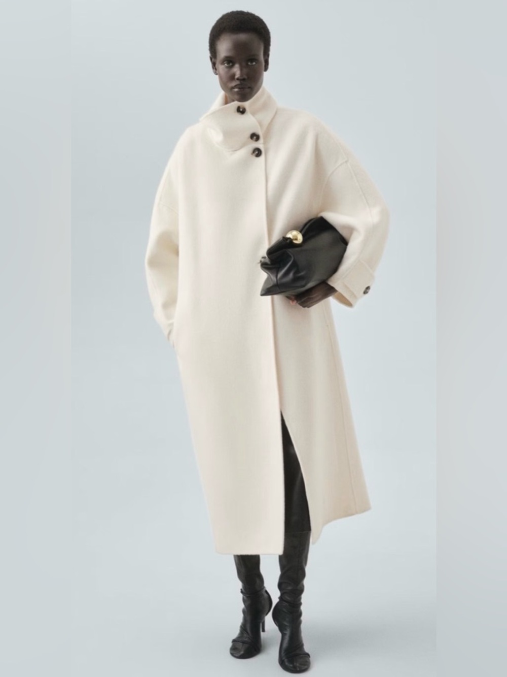 Mango Oversized Wool Funnel-Neck Coat